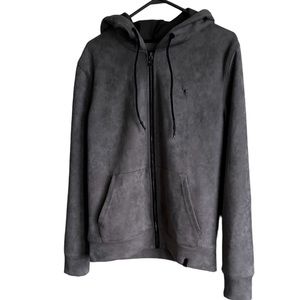 RUDSAK Men’s Casual Grey Drawstring Full Zip Hoodie